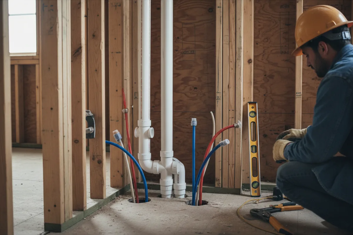 Drain and supply rough-in during Toilet Repair and Installation in Onamia
