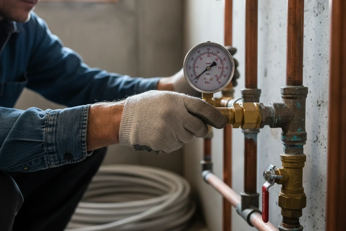 Pressure testing a repaired line during Water Line Repair in Onamia